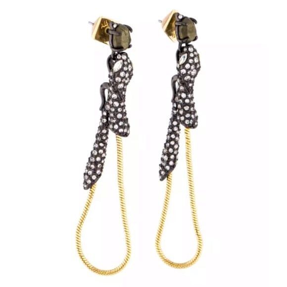 ALEXIS BITTAR • Snake Dangling Chain Hoop Earrings - Picture 1 of 3